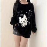 Vevesc Japanese Style Gothic Sweater Women Kawaii Y2k Vintage Long Sleeve Knitted Pullover Harajuku Punk Streetwear Sweaters