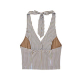 Vevesc  New Women's Casual Elegant Modern European and American Retro Style Hanging Neck Tank Top&Pants Set