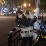 Vevesc Harajuku Pullovers Women Sweaters O Neck Knitted Loose Y2k Preppy Style Sueter Mujer Streetwear Japanese Vintage Print Chic
