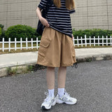 Vevesc Wide Leg Shorts Women Loose Unisex Solid High Waist Streetwear Vintage Casual Chic Safari Style Cool Ulzzang Trendy Summer