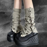 Vevesc All Match Fashion Japan Harajuku Leg Warmers American Vintage Streetwear Y2k Aesthetic Socks Side Buttons Design Punk Stocking