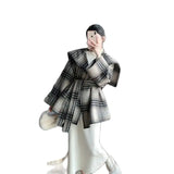 Vevesc Korean Woolen Coat Belt Plaid Double-Sided Woolen Coat Women'S Casual Outerwear Autumn Winter
