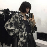 Vevesc Vintage Tie Dye Shirts Women Harajuku Leopard Print Oversize Blouses Streetwear Gothic Long Sleeve Pattern Cardigan Tops