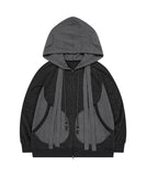 Vevesc Korean Y2k Aesthetics Patchwork Hoodies Women Tops Harajuku Drawstring Sweatshirt Casual Oversized Double Zippers Streetwear