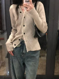 Vevesc V Neck Knitted Cardigans Sweet Casual Women Jumpers Y2k Aesthetic Slim Chic Streetwear thin Sweaters Autumn All Match Vintage