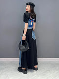 Vevesc Women Denim Long Skirt Harajuku Y2k 2000s Vintage Skirts 90s Aesthetic Streetwear Fashion Korean Style A-Line Jean Skirt Clothes