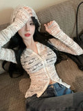 Vevesc Sweet Lace Embroidery Hoodie T-shirt for Women Y2k Long Sleeve Sun Protection Coat 2024 Early Autumn New Slim Fit Tops Mujer