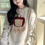 Vevesc Kawaii Sweaters Cartoon Women Harajuku Sweet Knitted Pullovers Autumn Winter Fashion Oversize Cute Aesthetics Sweaters