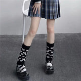 Vevesc Winter Kawaii Leg Warmer Gyaru Leg Warmers Warm Knitted Striped Leg Cover Y2k Knee High Socks Lolita Boot Cuff Boot Sleeves