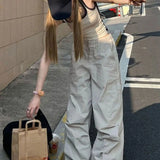 Vevesc Spring Autumn New Grey Apricot Cargo Pants American Vintage Loose Straight Trousers Y2k Grunge High Waist Wide Leg