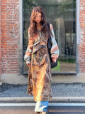 Vevesc Grunge Slash Neck Women Cardigans Y2k Aesthetic Loose Vintage Gradient Stripe Sweaters Single Breasted Harajuku Knitwear Female