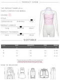 Vevesc  Fit Striped Print 2Piece Set Women Patchwork Button Hollow Backless Button Tops+Lace-Up Puffy Skirt Matching Sweet Suit