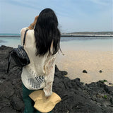 Vevesc  Sweater Women Spring Pullover Girls Sweater Oversize Knitted Summer Tops Vintage Long Sleeve Fall Female Outerwear Knitting Thin