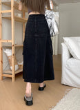 Vevesc Women Denim Long Skirt Harajuku Y2k 2000s Vintage Skirts 90s Aesthetic Streetwear Fashion Black A-Line Jean Skirt Clothes