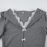 Vevesc  Sweet Korean Bowknot Sailor Collar Fake Two Piece Top Tees Women Long Sleeve Elegant Gentle Cardigan Autumn Trendy
