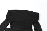 Vevesc  See Through Mesh Evening Dress For Women Aesthetic Clothes Hollow Out Vestido Feminino Off Shoulder One Piece Robe Femme Été
