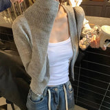Vevesc Spring Summer Lazy Knitted Tops Women Y2k E-Girl Slim Fit Single Breasted Sweater Mujer Long Sleeve Thin Cardigan Coats