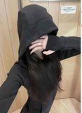 Vevesc Korean Casual Sweatshirt Jacket Solid Color Zipper Hoodie New Pure Cotton Versatile Slim Sweatshirt Autumn and Winter Sports Top
