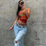 Vevesc Fashion Printed Mesh Sheer Crop Top Streetwear Graphic Tank Tops Sexy Y2k Summer Clothes Women 2024 Spicy Girl Outfits