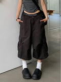 Vevesc Vintage Streetwear Women Jeans Summer Loose Male Wide Leg Knee Length Shorts Men's Oversize Fashion Denim Trouser Pants Y2K