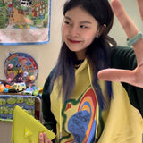 Vevesc Streetwear Print Hoodies Women Y2K Harajuku Oversized Patchwork Sweatshirt Vintage Korean Plus Fleece Thick Pullovers Tops