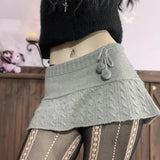 Vevesc New American Fashion Knitted Skirts Y2k Aesthetic Solid Punk Sexy High Street Women Mini Skirt Vintage Fashion Popular Bottom