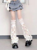 Vevesc  White Pile Socks Female JK Summer Thin Flower Lolita Mid Tube Socks Cute Sweet Girl Leg Covers Thin Long Socks for Women