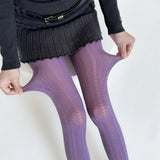 Vevesc  Sexy Purple Color Stockings Vintage Jacquard Love Heart Hollow Women Lace Mesh Tights Nightclub Party Tights Lingerie Pantyhose