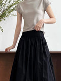 Vevesc  Elegant High-Waisted Pink A- Line Skirt Sweet Umbrella Design Sensibility Plenty of Pleats Medium-Length Women's Fashion