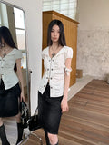Vevesc Grunge Aesthetics Zipper T-shirt Trashy Y2k Irregular Tops Vintage Wasteland Punk Short Sleeve Tee Shirt American Retro