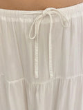 Vevesc  Vintage Lace-up White Long Skirts Women Summer Cotton Drawstring High Waist A-line Skirt Female Sweet Simple Loose Faldas Y2k
