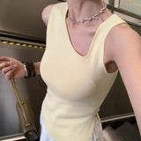 Vevesc  Irregular T Shirt for Women Spring Summer Korean Fashion Hot Sexy Ropa De Mujer Sleeveless Basics Split Tank Tops