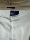 Vevesc  White Lace Trim Long Sleeve T-shirt Woman Spring Scoop Neck Single Breasted Cotton Tee Tops Sweet Cute Preppy Style Tshirt Y2k