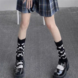 Vevesc Winter Kawaii Leg Warmer Gyaru Leg Warmers Warm Knitted Striped Leg Cover Y2k Knee High Socks Lolita Boot Cuff Boot Sleeves