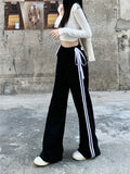 Vevesc Mopping Sports Trousers Chic Loose Women Bow New Spring 2024 Casual Office Lady High Waist Streetwear Wide Leg Pants