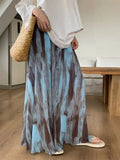 Vevesc Fashion Retro Tie Dyed Skirt For Women Bohemian Holiday Style Mid-length Loose Faldas Mujer 2024 Summer New A-line Skirts