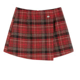 Vevesc Preppy Style Plaid Skirt Women Sweet Vintage Red Short Skirt Korean Style Elegant  Autumn Winter Fashion A-line Skirts