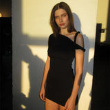 Vevesc Asymmetrical Twist One Shoulder Mini Dress Kylie Jenner Outfits Womens Summer Dresses Fashion 2024 Y2K Clothing
