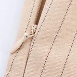Vevesc  Spring New Product: Women's Fashion Casual Strap, Folded Striped Top&Fashion Thin Striped Skirt Pants Set