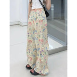 Vevesc  Streetwear Punk Printed High Waist Loose Straight Wide Leg Long Pant y2k Palazzo Trouser Summer Harajuku Casual Gothic Punk