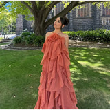 Vevesc  Cascading Ruffle Dress Women Sexy Backless Sleeveless Halter Long Female Beach Dresses 2025 Summer Holidays Beach Lady Robes