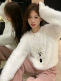 Vevesc Pullovers Mink Cashmere Kawaii Rabbit O Neck Women Sweater Japanese Sweet Y2k Oversize Knitted Harajuku Sueter Mujer Tops