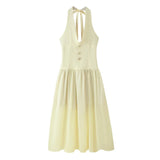Vevesc  new women's clothing European and American style casual fashion design sea heart decoration V-neck splicing long dress