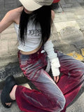 Vevesc Trendy Street Straight Wide Leg Pants Fashion High Street Baggy Jeans Harajuku Style Hip Hop Y2k Trousers Y2k Pants Streetwear