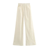 Vevesc  Summer New Women's All Cotton Casual Fashion Slim Fit V-neck Single breasted Vest&Wide Leg Pants Set