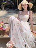 Print Sleeveless Backless Ruffles Slip Women Clothing Fashion Elegant Floral Sweet Irregular Fairy Dress Holiday Beach Dresses