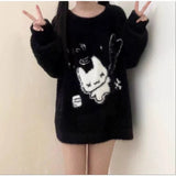 Vevesc Japanese Style Gothic Sweater Women Kawaii Y2k Vintage Long Sleeve Knitted Pullover Harajuku Punk Streetwear Sweaters