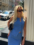 Vevesc  Knitted Solid Women Vest Sets O Neck Sleeveless Lady Tank Outfits 2025 Spring Summer Elegant High Waist V Neck Female Skirt Suit