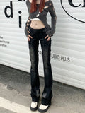 Vevesc American Fashion Streetwear Low Waist Denim Pants Y2k Aesthetic Punk Harajuku All Match Women Trousers Japan Sexy Slim Bottoms