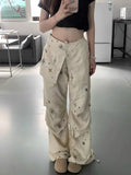 Vevesc Khaki Jeans Women Y2K Vintage High Waisted Straight Denim Trouser American Streetwear Loose Girl Wide Leg Classic Denim Pants